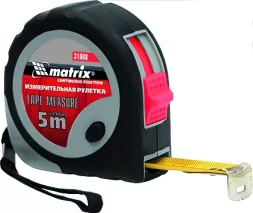 Рулетка Continuous fixation 5 м х 19 мм обрезиненный корпус плавная фиксация MATRIX 31088