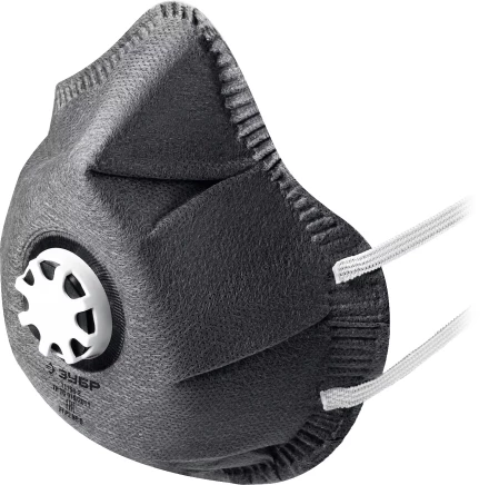 ЗУБР ФГ-95 коническая с угольным слоем, класс защиты FFP2, с клапаном выдоха, фильтрующая полумаска (11168-2) купить в Тюмени