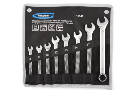 Набор ключей комбинированных 8-19 мм 8 шт CrV холодный штамп GROSS 15148 купить в Тюмени