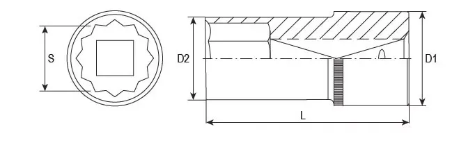 Головка торцевая 12-гранная глубокая 1/2"DR 16 мм S04HD4716 Jonnesway 49065 купить в Тюмени