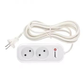 Удлинитель бытовой без заземления, 2*0,75мм*3м, 2 розетки, 6A, STERN 95721 купить в Тюмени
