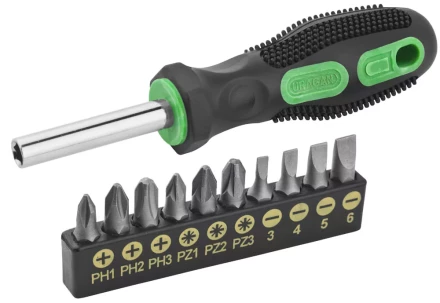 Набор URAGAN: Отвертки с двухкомпонентной рукояткой, SL3, 4, 5, 6. PH1, 2, 3, PZ: 1, 2, 3, 10 предм 25188-H10 купить в Тюмени