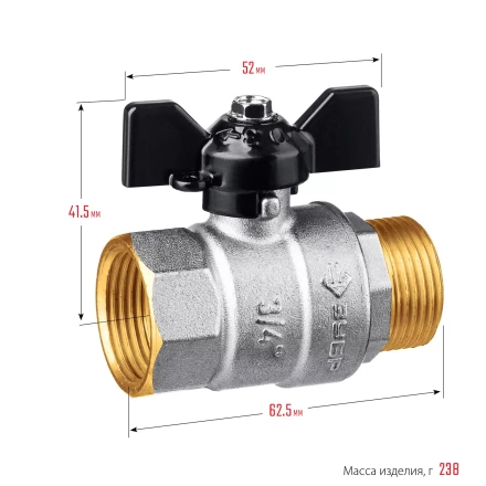 ЗУБР d 3/4, ручка бабочка, шаровой кран (51325-3/4) купить в Тюмени