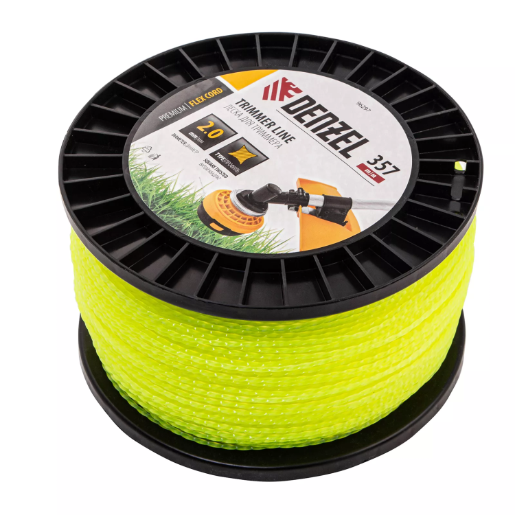 Леска для триммера витой квадрат, 2,0мм х 357м, на DIN катушке FLEX CORD// Denzel 96297 купить в Тюмени