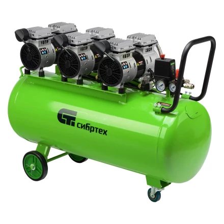 Компрессор безмаслянный малошумный Сибртех МБ 2250/100, 2250 Вт, 100л, 400 л/мин купить в Тюмени