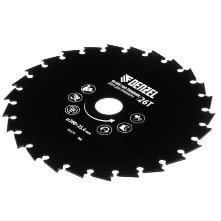 Диск для триммера c долотообразной формой зуба, 200 х 25,4 26 зубов Denzel 96379 купить в Тюмени