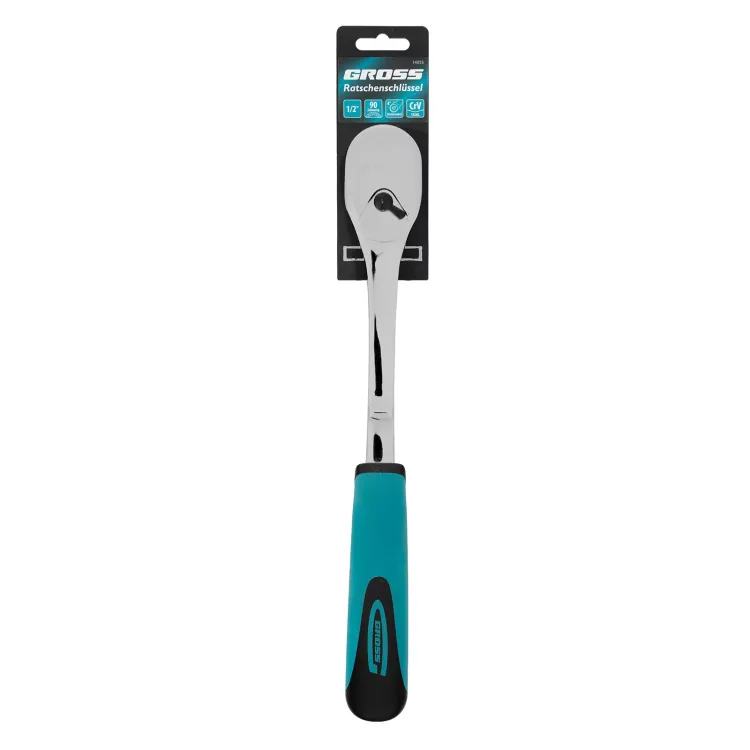Ключ-трещотка 1/2" Gross 14055, CrV, 90 зубьев, усиленный, хром купить в Тюмени