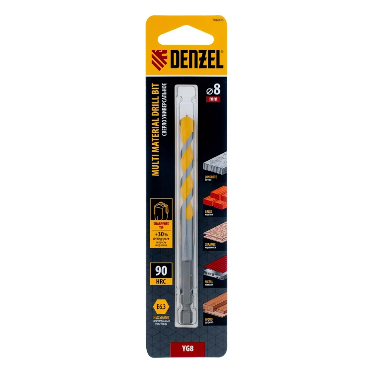 Сверло универсальное, Multi cut, 8 мм Denzel 706008 купить в Тюмени