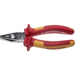 Плоскогубцы "ELECTRO-KRAFT", Cr-Mo сталь, двухкомпонентная маслобензостойкая рукоятка, хромированное покрытие, 160мм, KRAFTOOL 2202-1-16 2202-1-16_z01