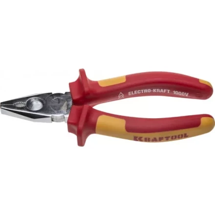 Плоскогубцы &quot;ELECTRO-KRAFT&quot;, Cr-Mo сталь, двухкомпонентная маслобензостойкая рукоятка, хромированное покрытие, 160мм, KRAFTOOL 2202-1-16 2202-1-16_z01 купить в Тюмени