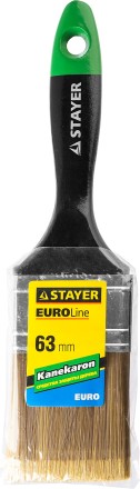 STAYER “KANEKARON-EURO”. Кисть плоская, искусственная щетина, деревянная ручка, 63мм 0106-063 купить в Тюмени