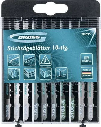 Набор полотен для электролобзика универсальный 10шт DIY пластиковый кейс GROSS 78295 купить в Тюмени