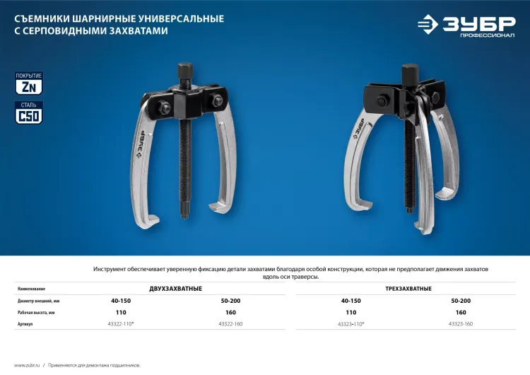 Съемники шарнирные 3-захватные с серповидными захватами серия ПРОФЕССИОНАЛ купить в Тюмени