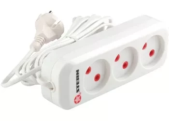 Удлинитель бытовой без заземления, 2*0,75мм*2м, 3 розетки, 6A, STERN 95725 купить в Тюмени