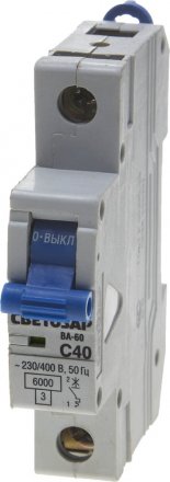 Выключатель автоматический СВЕТОЗАР 1-полюсный, 40 A, &quot;C&quot;, откл. сп. 6 кА, 230 / 400 В SV-49061-40-C купить в Тюмени
