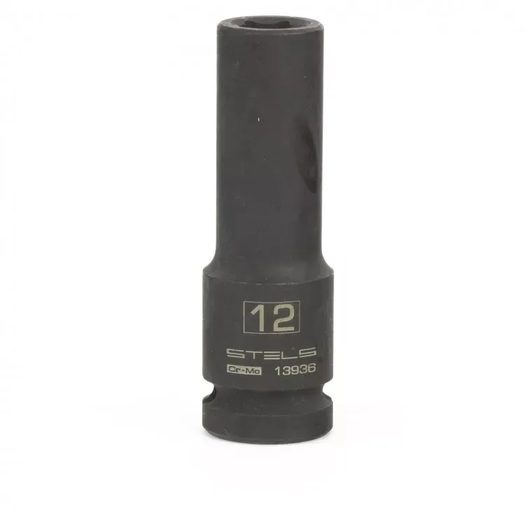 Головка ударная удлиненная шестигранная 12 мм 1/2" CrMo Stels 13936 купить в Тюмени