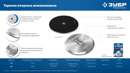 ЗУБР d 125 мм, М14, держатель алюминиевый для АГШК, ПРОФЕССИОНАЛ (35783-125) купить в Тюмени