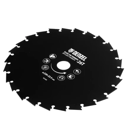 Диск для триммера c долотообразной формой зуба Denzel, 230 х 25,4 26 зубов, 96380 купить в Тюмени