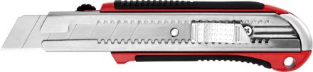 Нож URAGAN с выдвижным сегментированным лезвием, металлический обрезиненный корпус, автостоп, сталь У8А, 25мм 9185 купить в Тюмени