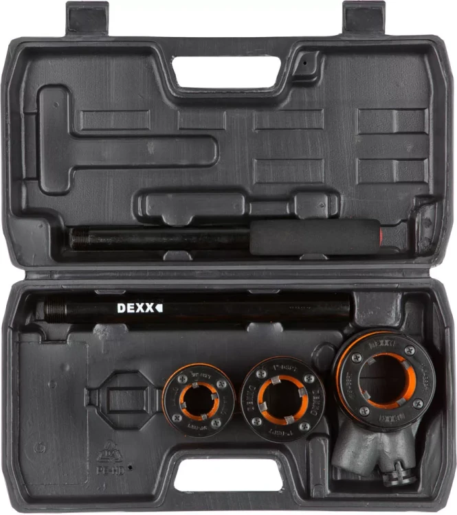 Набор DEXX: Клуппы трубные, с трещоткой 620мм, №3: 1/2", 3/4", 1" 28280-H3 купить в Тюмени