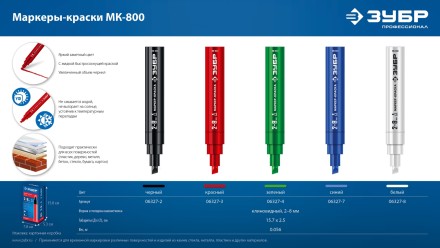 ЗУБР МК-800 белый, 2-8 мм клиновидный маркер-краска (06327-8) купить в Тюмени