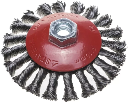 ЗУБР "ПРОФЕССИОНАЛ". Щетка коническая для УШМ, плетеные пучки стальной проволоки 0,5мм, 115ммхМ14 35269-115_z02 купить в Тюмени