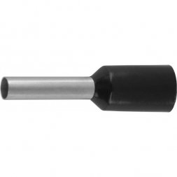 Наконечник СВЕТОЗАР штыревой, изолированный, для многожильного кабеля, черный, 1,5 мм2, 25шт 49400-15