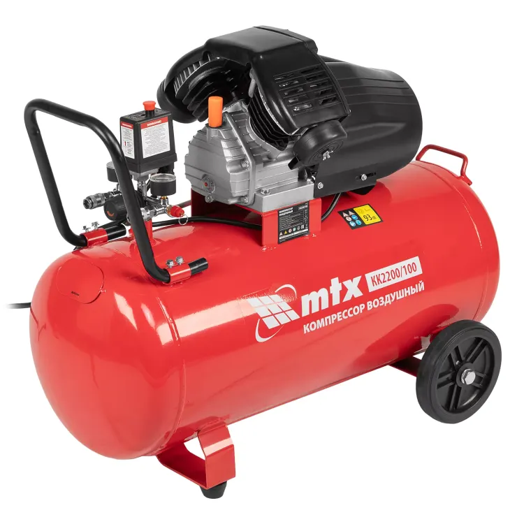 Компрессор воздушный MTX КК-2200/100, 2,2 кВт, 350 л/мин, 100 л, прямой привод, масляный купить в Тюмени