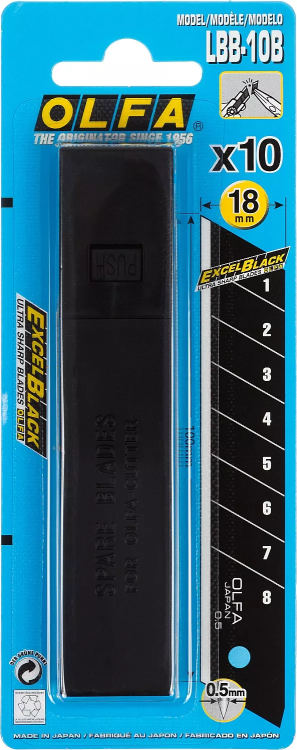 Лезвие OLFA BLACK MAX сегментированное, 18х100х0,5мм, 10шт OL-LBB-10B купить в Тюмени