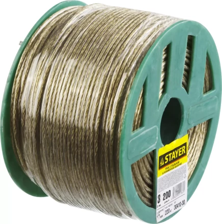 Трос стальной в полимерной оболочке, d=3,0 мм, L=200 м, STAYER Master 30410-30 30410-30 купить в Тюмени