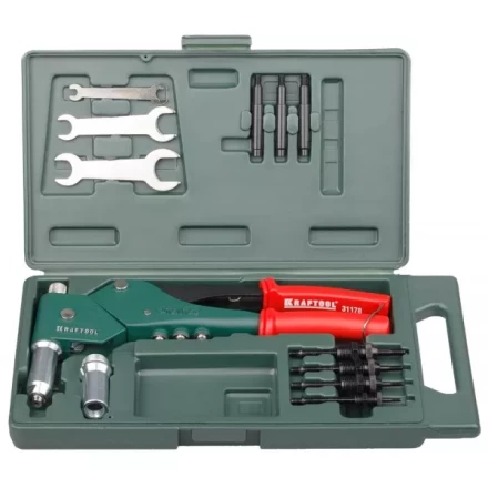 Заклепочник поворотный 0-360°, KRAFTOOL &quot;RX-33&quot; 31178, резьбовые М3, М4, М5, М6, вытяжные d=2,4-4,8 мм, штифты М4, М5, М6 из Al, стали, нерж стали 31178 купить в Тюмени