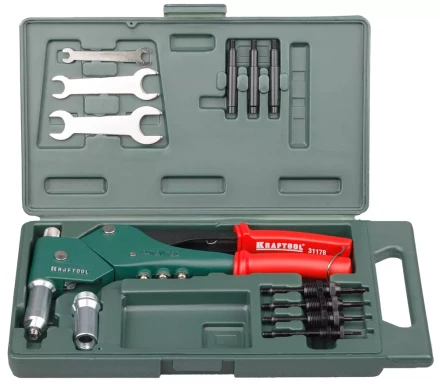 Заклепочник поворотный 0-360°, KRAFTOOL &quot;RX-33&quot; 31178, резьбовые М3, М4, М5, М6, вытяжные d=2,4-4,8 мм, штифты М4, М5, М6 из Al, стали, нерж стали 31178 купить в Тюмени