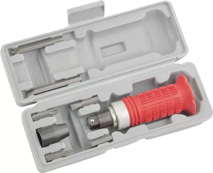 Отвертка ударно-поворотная 1/2&quot;, набор бит, 6 шт., обрезиненная ручка, в пласт. боксе  MATRIX 11579 купить в Тюмени