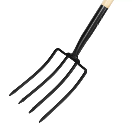 Вилы 4-рогие Palisad 61394, огородные, кованые, 195х295х1165 мм, деревянный лакированный черенок купить в Тюмени