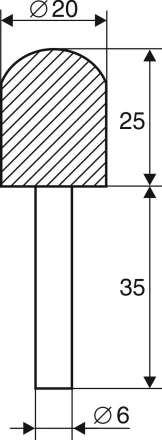 Шарошка абразивная Цилиндр с закруглением 20х25х6 мм Энкор 21656 купить в Тюмени