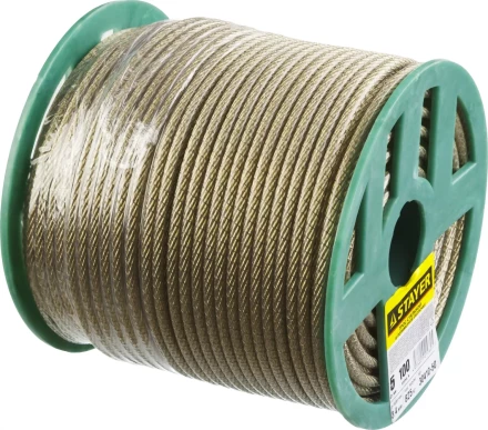 Трос стальной в полимерной оболочке, d=5,0 мм, L=100 м, STAYER Master 30410-50 30410-50 купить в Тюмени