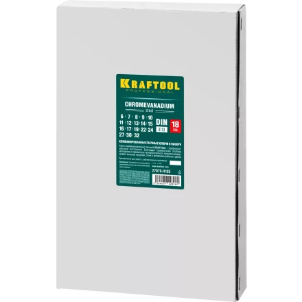 Наборы ключей комбинированных KRAFTOOL, Cr-V, DIN 3110, в EVA-ложементе 27079-H18E купить в Тюмени