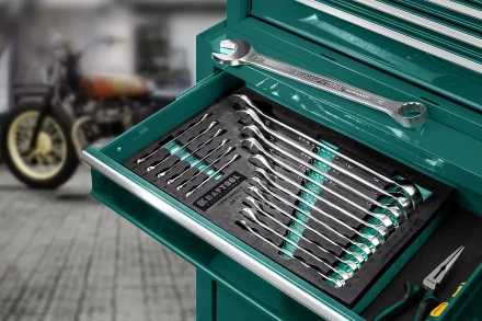 Наборы ключей комбинированных KRAFTOOL, Cr-V, DIN 3110, в EVA-ложементе 27079-H18E купить в Тюмени