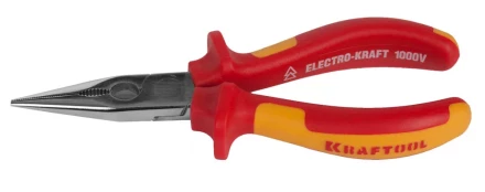 Тонкогубцы &quot;ELECTRO-KRAFT&quot;, Cr-Mo сталь, двухкомпонентная маслобензостойкая рукоятка, хромированное покрытие, 160мм. KRAFTOOL 2202-3-16 2202-3-16_z01 купить в Тюмени