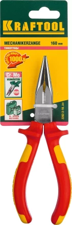 Тонкогубцы &quot;ELECTRO-KRAFT&quot;, Cr-Mo сталь, двухкомпонентная маслобензостойкая рукоятка, хромированное покрытие, 160мм. KRAFTOOL 2202-3-16 2202-3-16_z01 купить в Тюмени