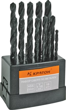 Набор сверл по мет 1,0-10,0 мм 19 шт Кратон 1 05 01 006 купить в Тюмени