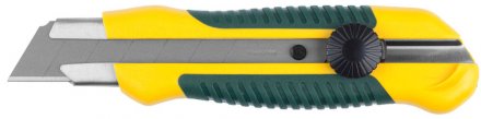 Нож с сегментированным лезвием, KRAFTOOL 09198, двухкомпонентный корпус, механический фиксатор, 25 мм 9198 купить в Тюмени