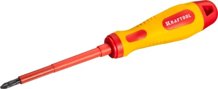 Отвертка KRAFTOOL, высоковольтная, Cr-Mo-V стержень, двухкомпонент. маслобензостойкая рукоятка, PH №2, 100мм 250084-2-100 купить в Тюмени