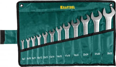 Набор рожковых гаечных ключей 12 шт, 6 - 32 мм, KRAFTOOL 27033-H12 купить в Тюмени