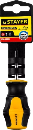 Отвертка STAYER &quot;MASTER&quot; &quot;HERCULES&quot;, Сr-V, противоскользящая рукоятка, PH1x38мм 25052-38-1_z02 купить в Тюмени