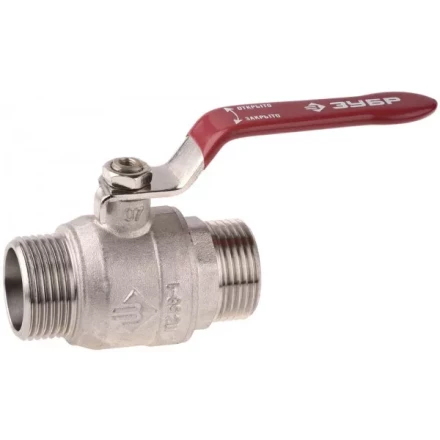 Кран ЗУБР шаровой 3/4&quot; полнопроходной &quot;папа-папа&quot;, ручка, никелированная латунь 51352-N-3/4 купить в Тюмени