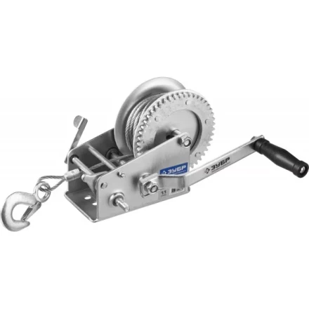 Лебедка ручная барабанная ЗУБР &quot;ПРОФЕССИОНАЛ&quot;, тяговая, тросовая, 1,1т, 8м 43113-1.1_z01 купить в Тюмени