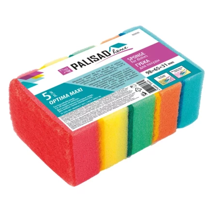 Губки для посуды Optima MAXI, 98 x 65 x 31 мм, 5 шт., Home Palisad 923535 купить в Тюмени