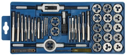 Набор ЗУБР &quot;МАСТЕР&quot; с металлореж. инструментом, метчики однопроходные и плашки М3-М12, оснастка - в пласт. боксе 40пред. 2810-H40_z01 купить в Тюмени