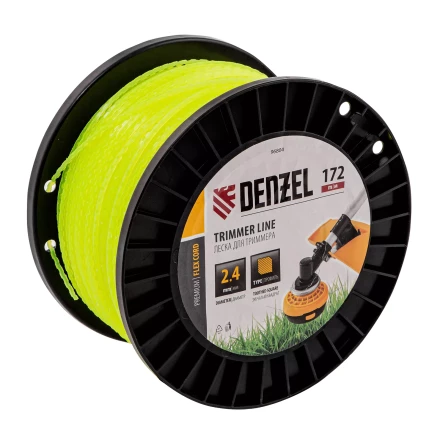 Леска для триммера зубчатый квадрат, 2,4мм х 172м, на DIN катушке FLEX CORD// Denzel 96804 купить в Тюмени